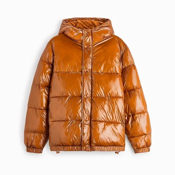 Zara orange puffer deals jacket